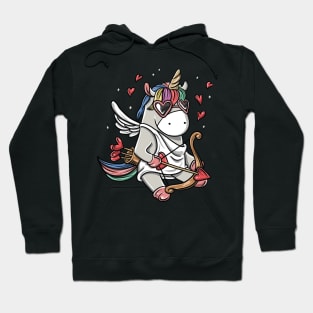 Cute Cupid Unicorn Valentine's Day Love Heart Gift T-Shirt Hoodie